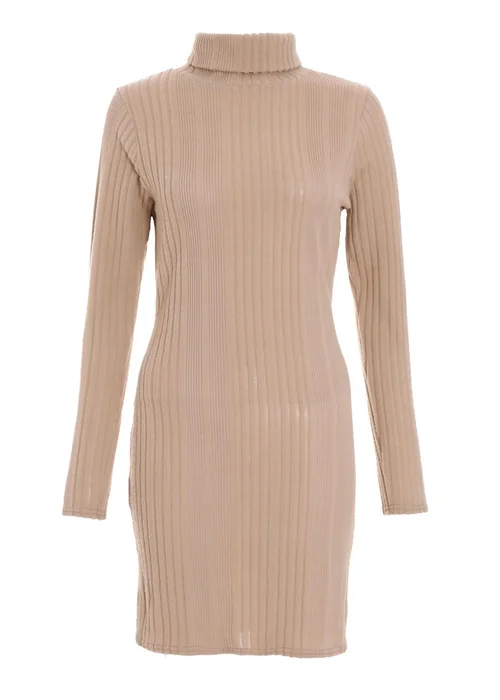 Quiz Stone Knitted High Neck Bodycon Mini Dress - 8 Image 4