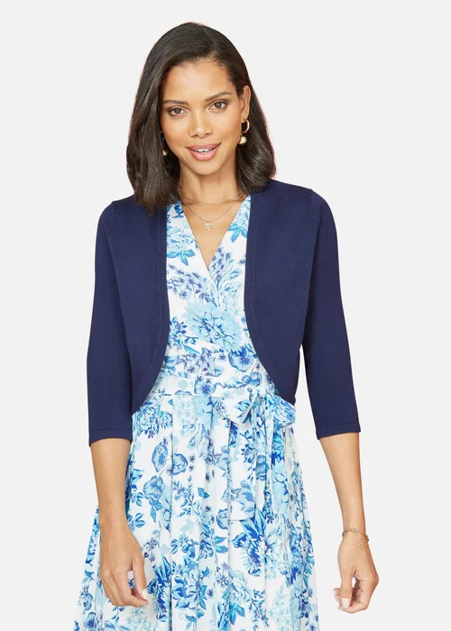 Yumi Navy Knitted Curved Bolero - L Image 2