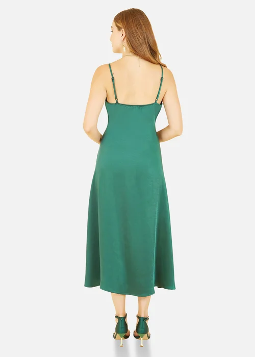 Yumi Green Satin Strappy Midi Dress - 8 Image 4