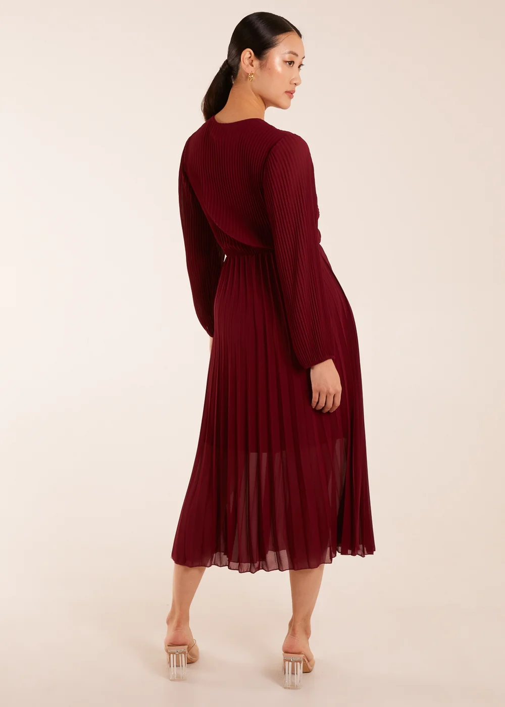 Blue Vanilla Red Wrap Front Pleated Maxi Dress - M/L Image 4