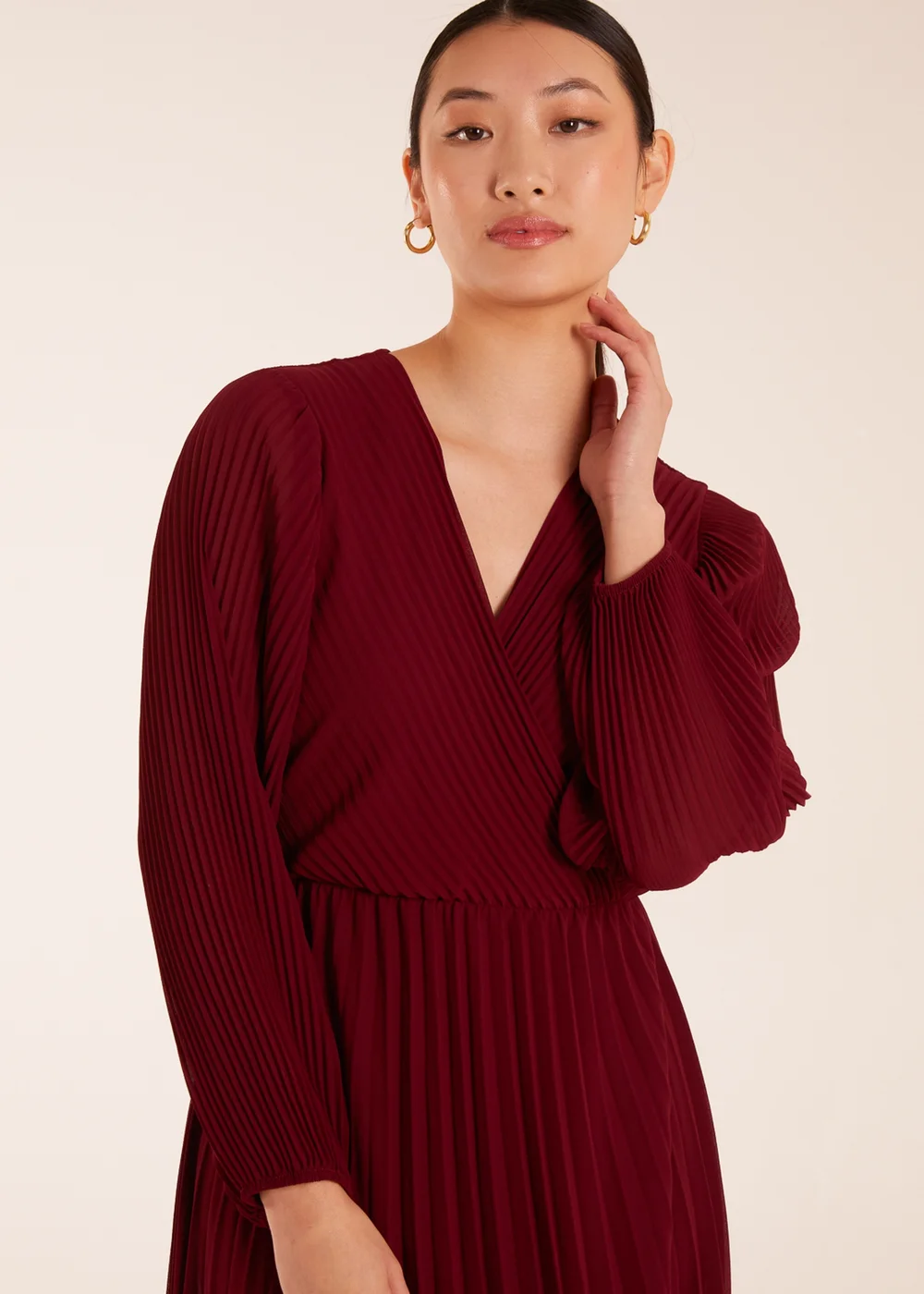Blue Vanilla Red Wrap Front Pleated Maxi Dress - M/L Image 2