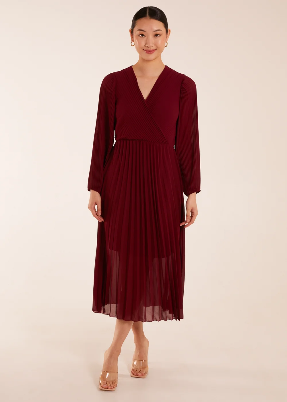 Blue Vanilla Red Wrap Front Pleated Maxi Dress - M/L Image 1