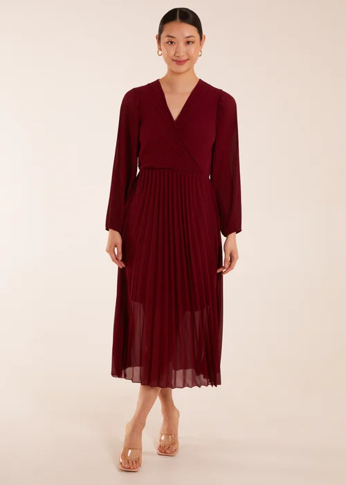 Blue Vanilla Red Wrap Front Pleated Maxi Dress - M/L Image 1