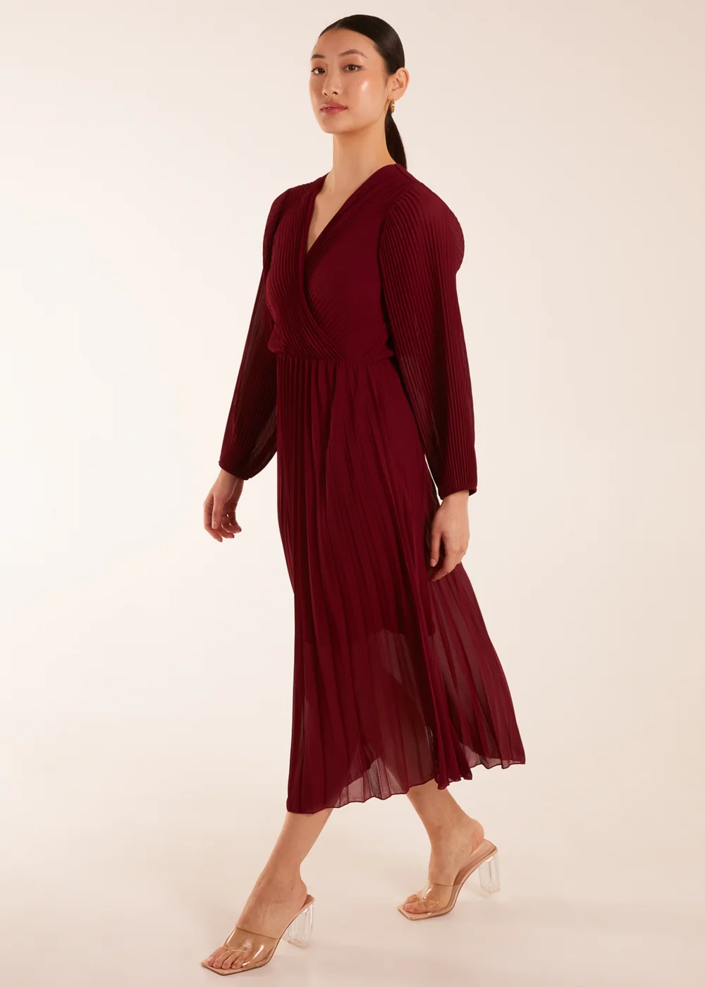 Blue Vanilla Red Wrap Front Pleated Maxi Dress - M/L Image 3