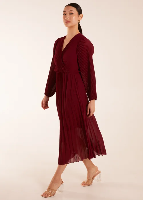 Blue Vanilla Red Wrap Front Pleated Maxi Dress - M/L Image 3