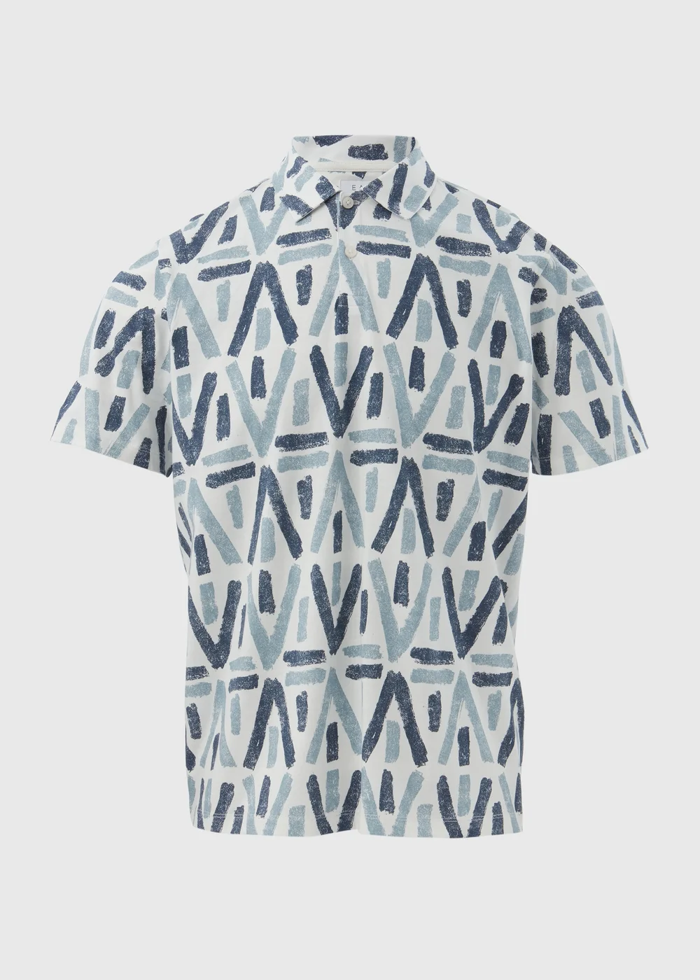 Blue & White Aztec Print Polo Shirt - S Image 5