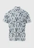 Blue & White Aztec Print Polo Shirt - S Image 5
