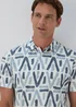 Blue & White Aztec Print Polo Shirt - S Image 3