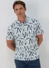 Blue & White Aztec Print Polo Shirt - S Image 1