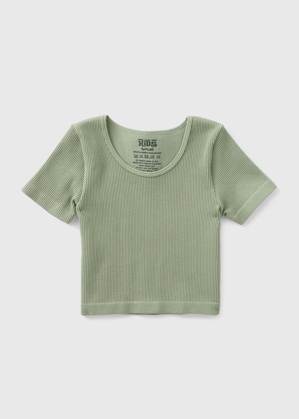 Girls Khaki Seamless Ribbed T-Shirt (7-15yrs) - Small Image 1