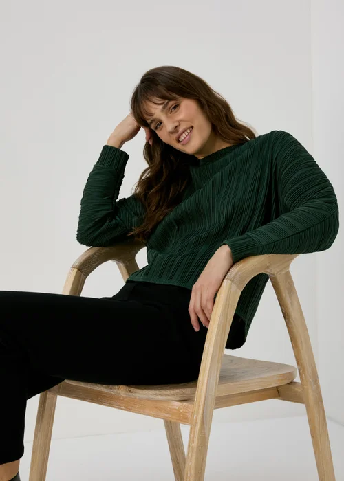 Green Textured Long Sleeve Top - 8 Image 4