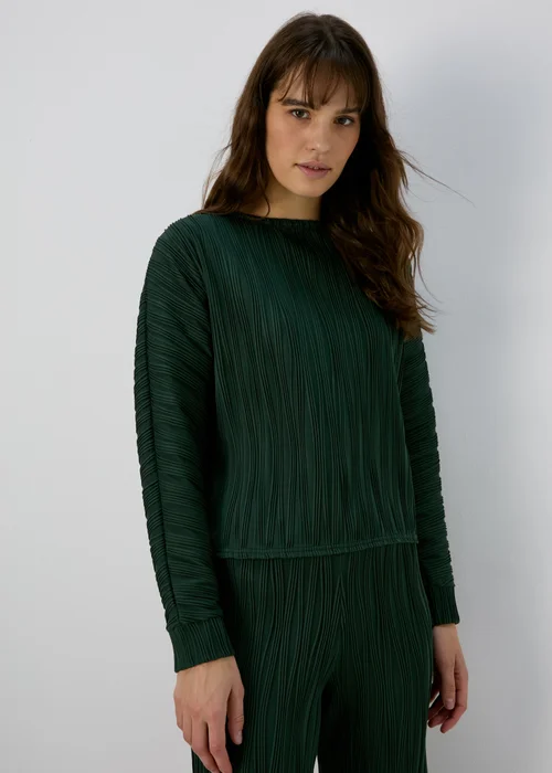 Green Textured Long Sleeve Top - 8 Image 1