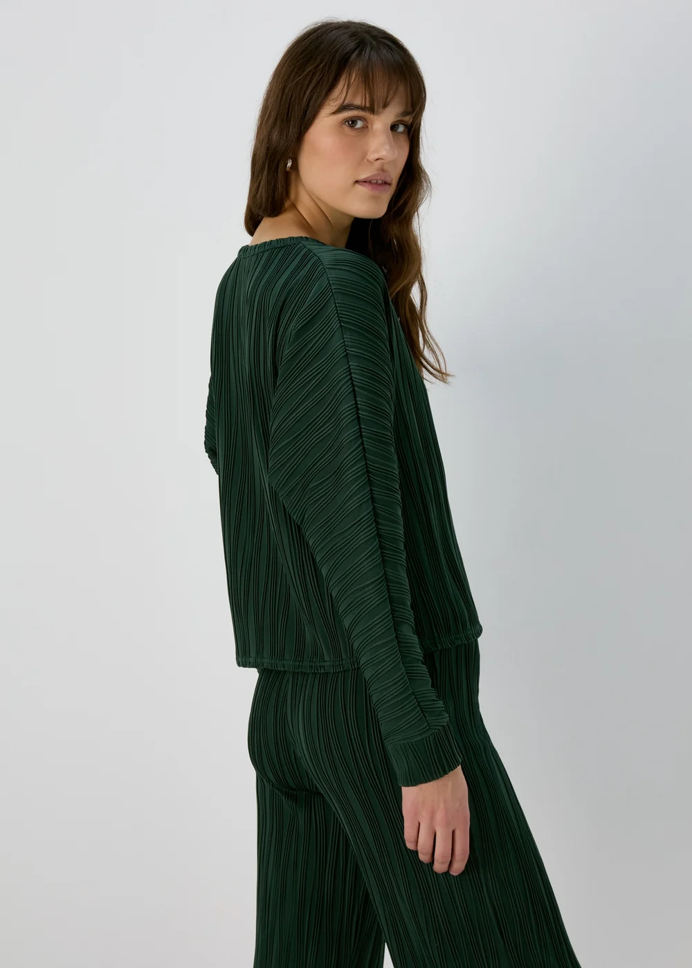 Green Textured Long Sleeve Top - 8 Image 2