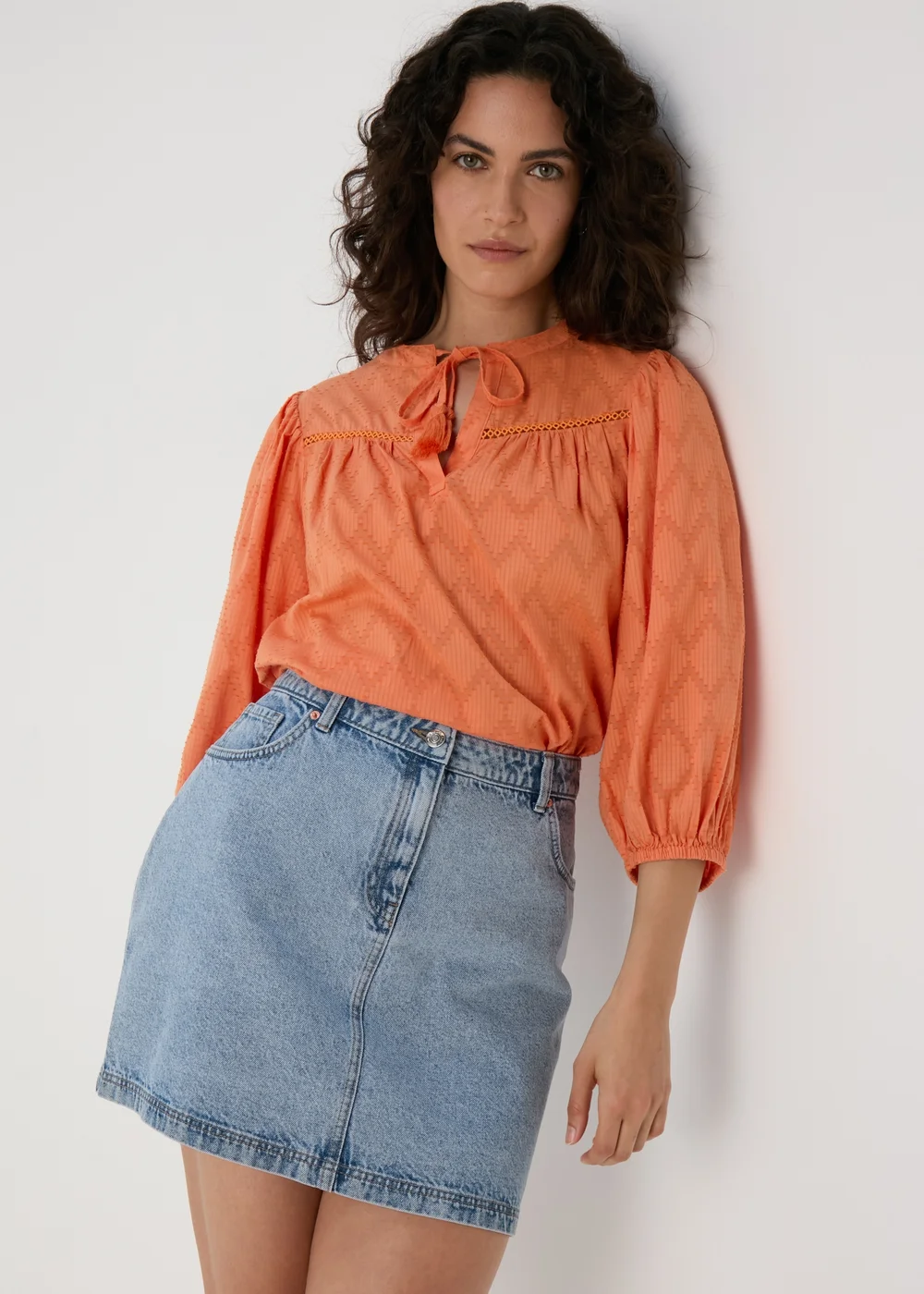 Light Wash Denim Mini Skirt - Size 8 Image 1