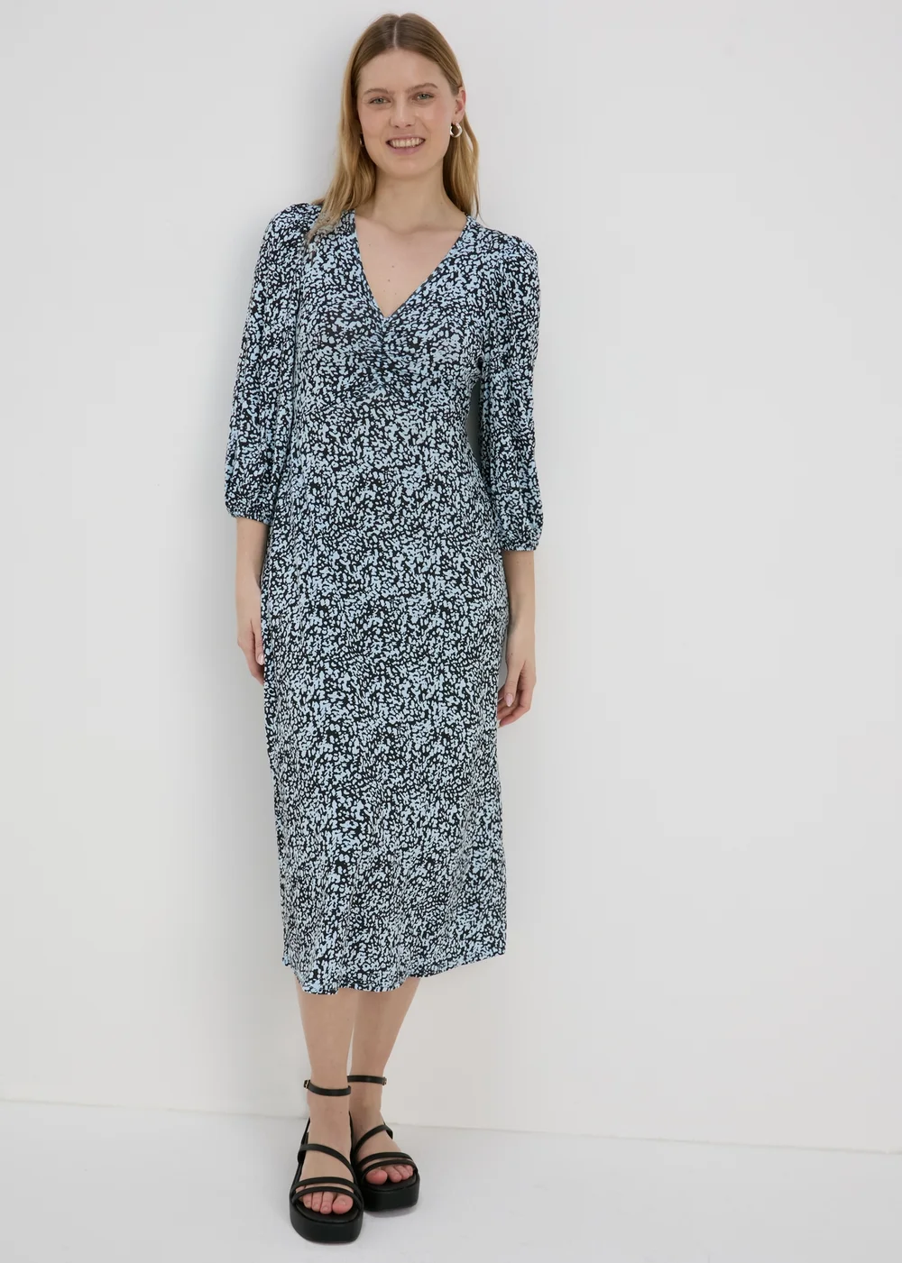 Black Mark Making Ruched Midi Dress - 8 Image 1