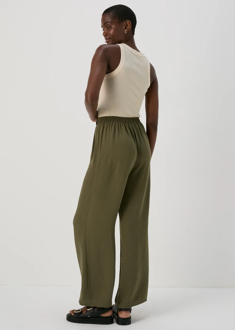 Khaki Tie Waist Trousers - 10 Image 2