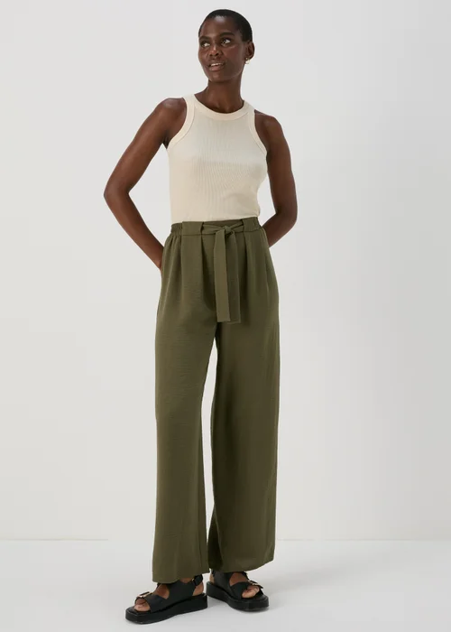 Khaki Tie Waist Trousers - 10 Image 4