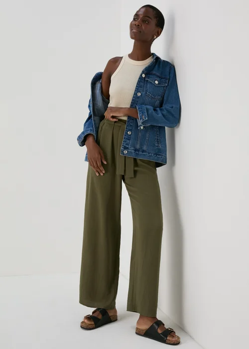 Khaki Tie Waist Trousers - 10 Image 1