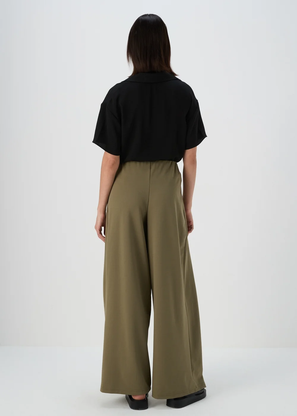 Khaki Pleated Front Jersey Trousers - 8 Image 2