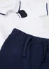 Baby White & Navy Boucle Badge Polo Shirt & Shorts Set (Newborn-23mths) - Age 0 - 3 Months Image 2