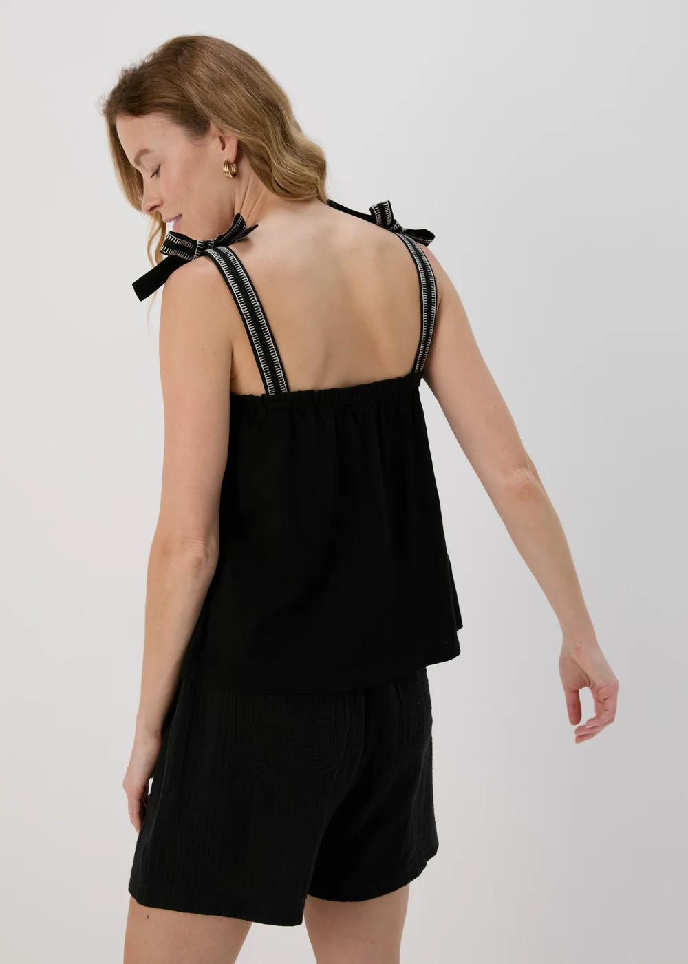 Black Stitch Strap Vest Top - Size 8 Image 2