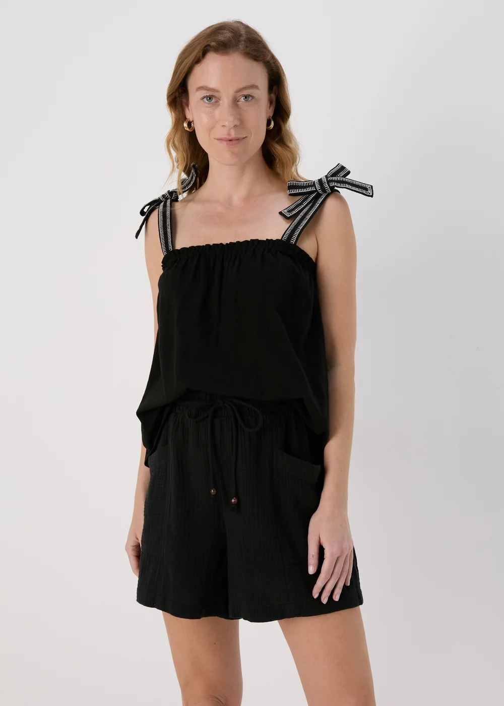 Black Stitch Strap Vest Top - Size 8 Image 3