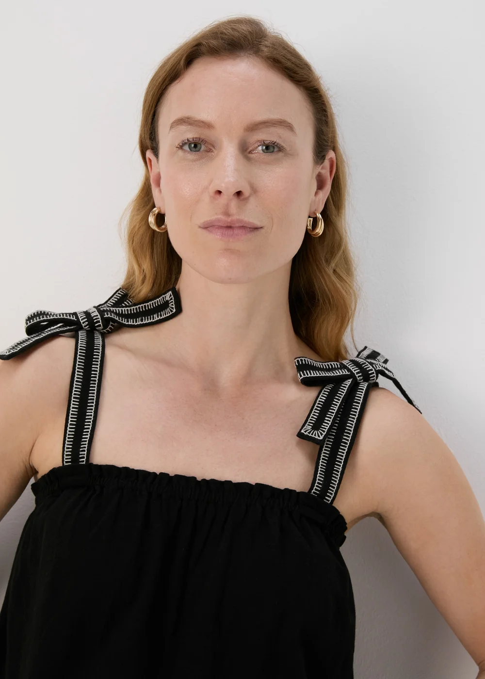 Black Stitch Strap Vest Top - Size 8 Image 1