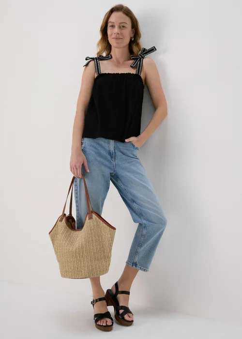 Black Stitch Strap Vest Top - Size 8 Image 4