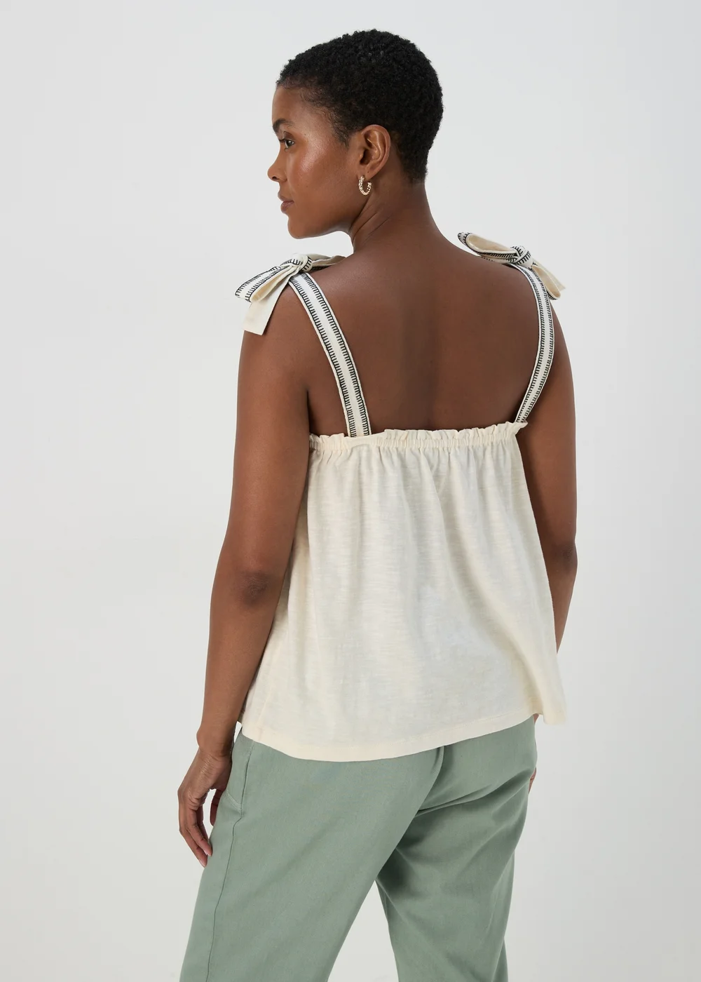 Cream Stitch Strap Vest Top - 8 Image 2