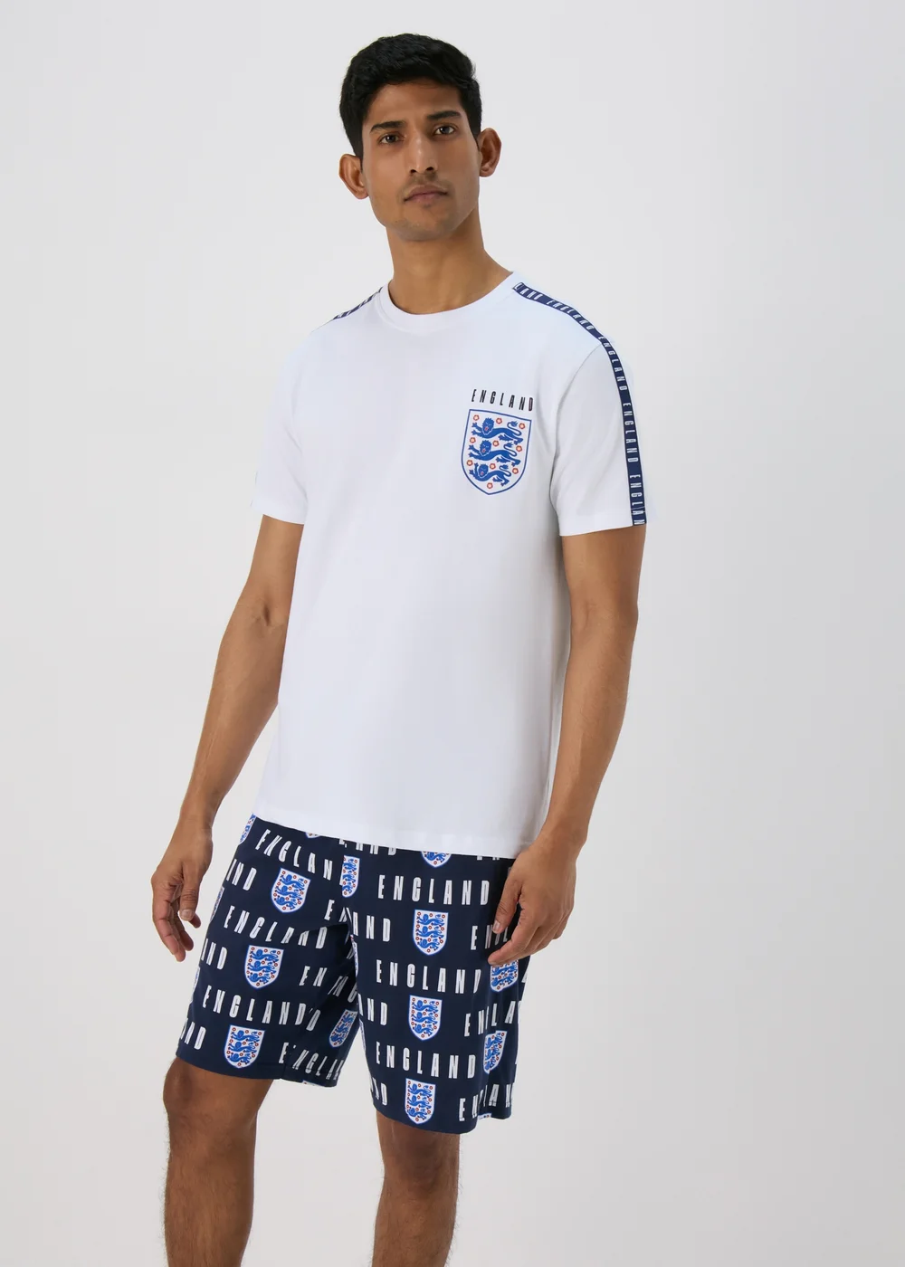 England White Football T-Shirt & Shorts Pyjama Set - Extra small Image 1
