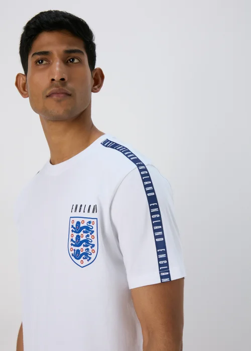 England White Football T-Shirt & Shorts Pyjama Set - Extra small Image 3