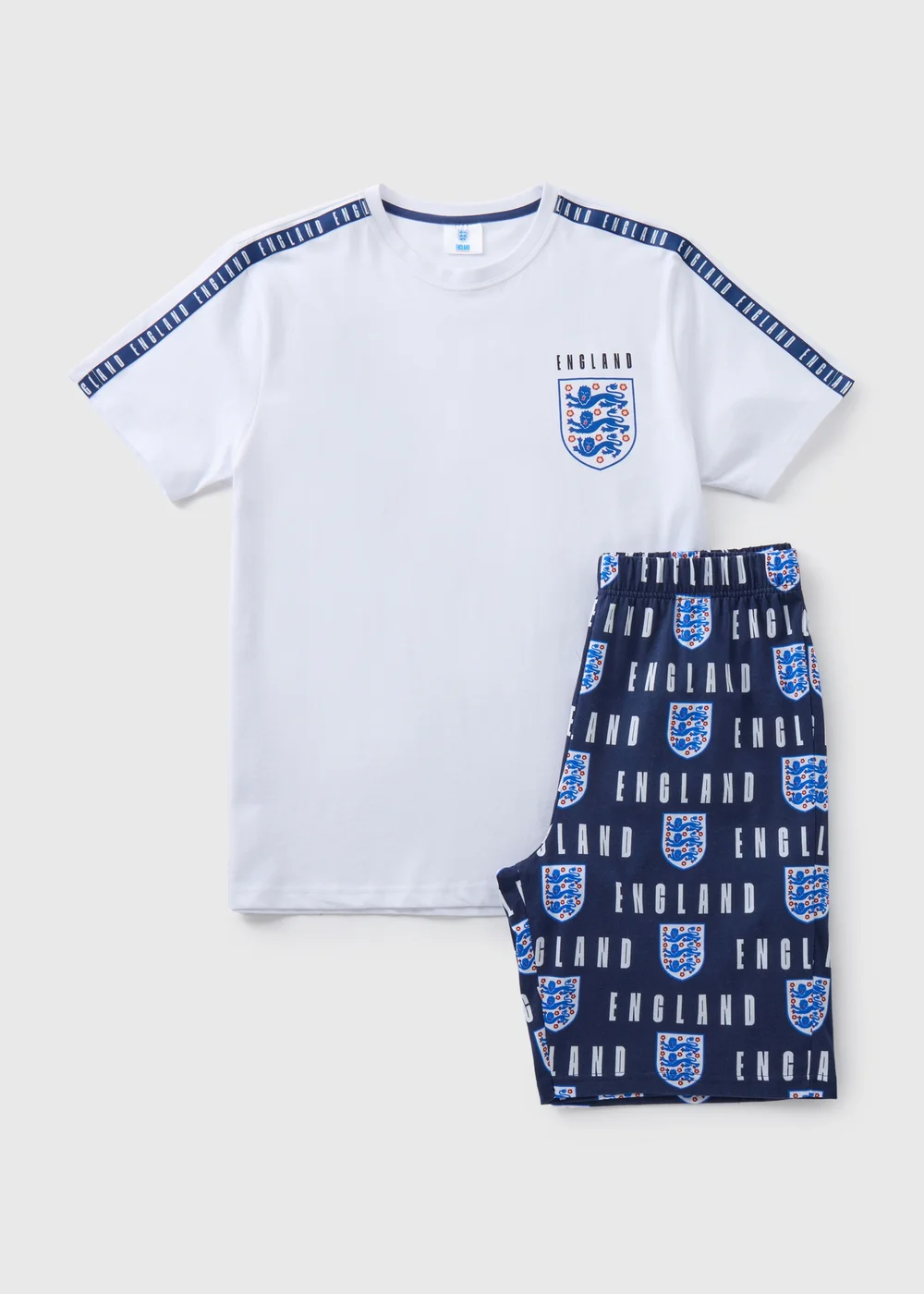 England White Football T-Shirt & Shorts Pyjama Set - Extra small Image 4