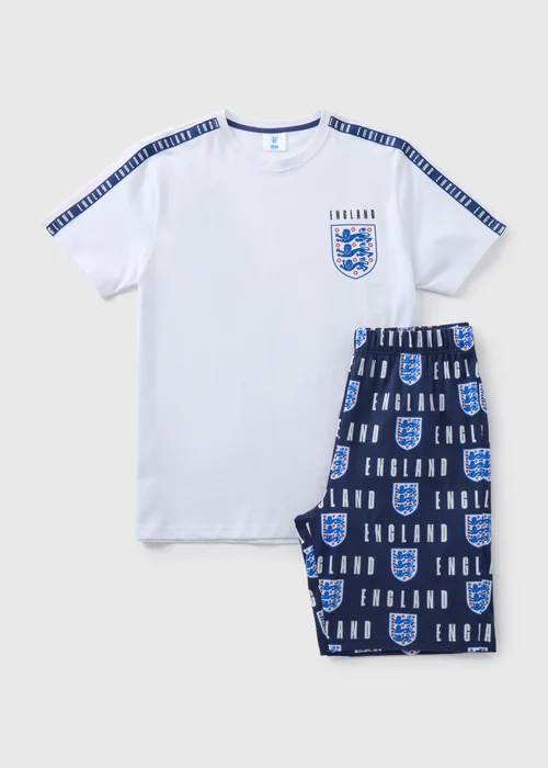 England White Football T-Shirt & Shorts Pyjama Set - Extra small Image 4