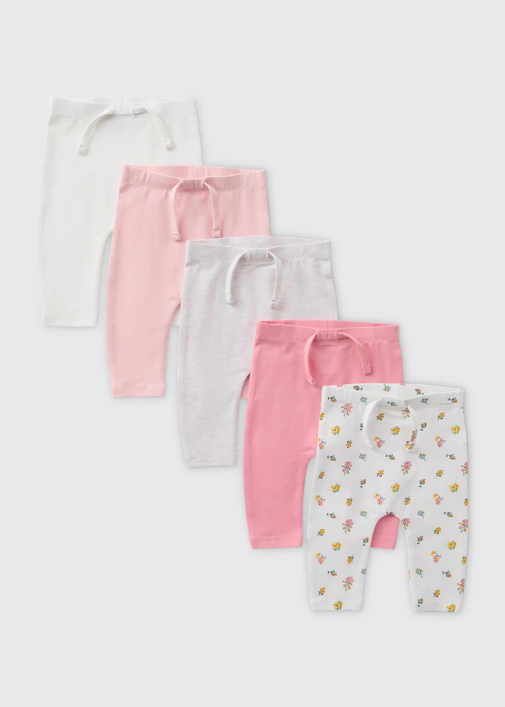 Baby 5 Pack Pink Floral Leggings (Newborn-23mths) - 9-12 months Image 1