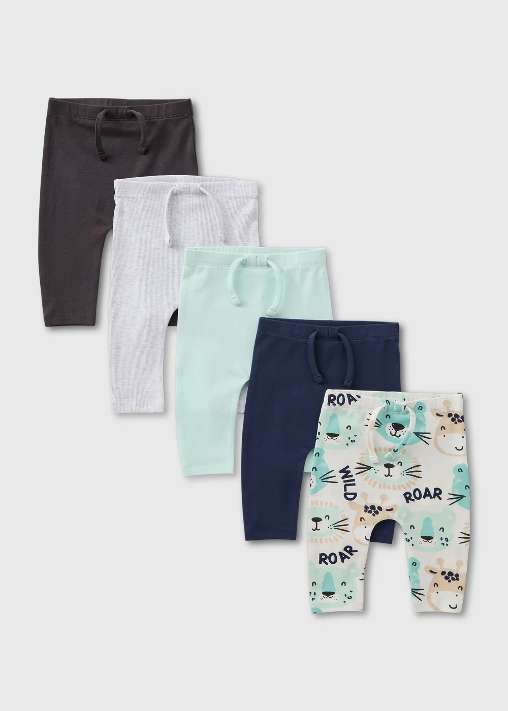 Baby 5 Pack Multicolour Roar Leggings (Newborn-23mths) - 9-12 months Image 1