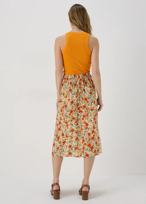Papaya Petite Beige Ditsy Flared Hem Button Skirt - 6 Image 2