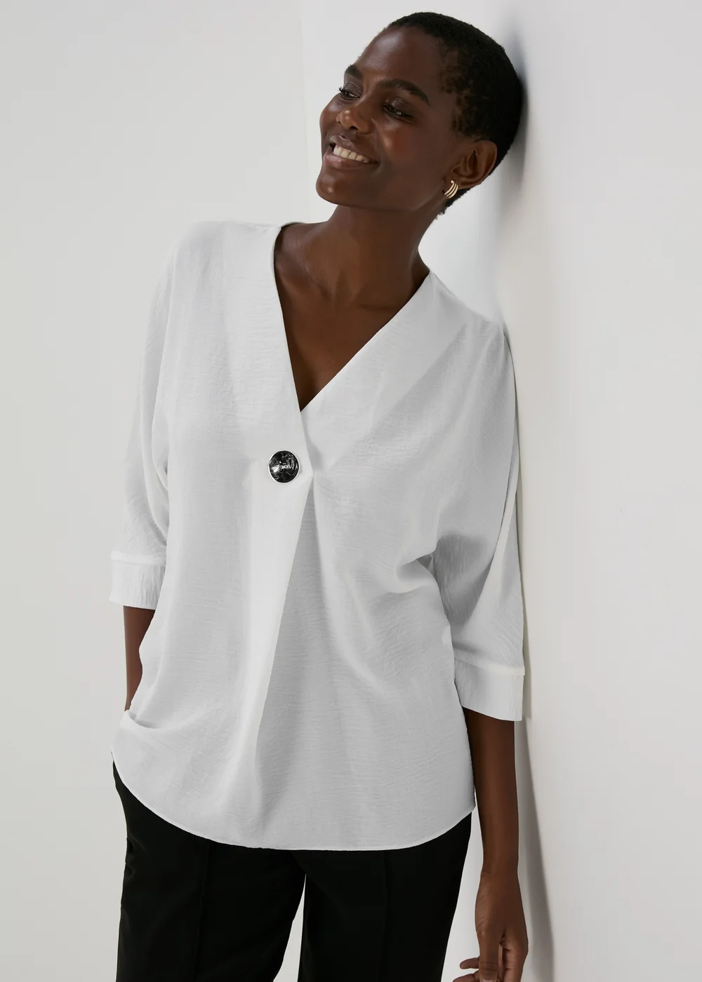 White Button Detail Blouse - 8 Image 1
