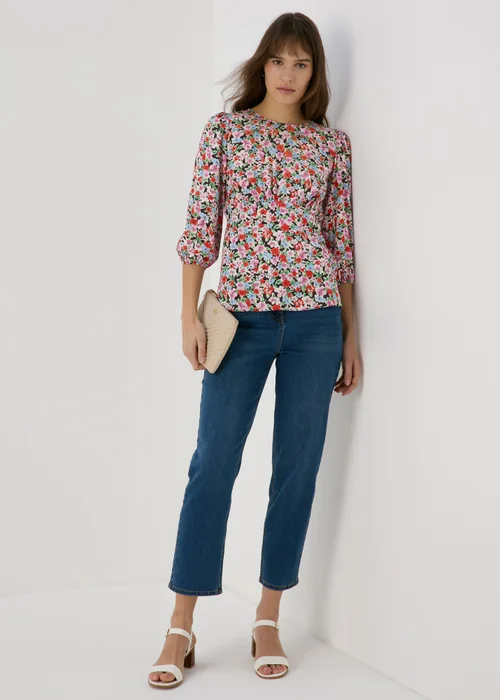 Multicolour Floral Print Empire Seam Top - 8 Image 4