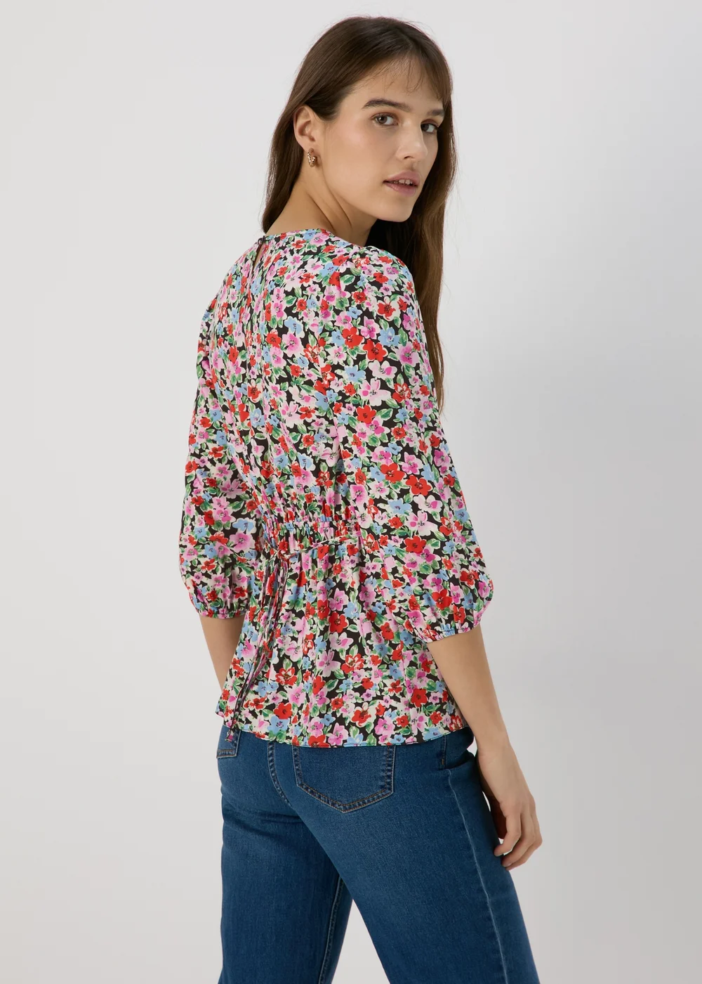 Multicolour Floral Print Empire Seam Top - 8 Image 2