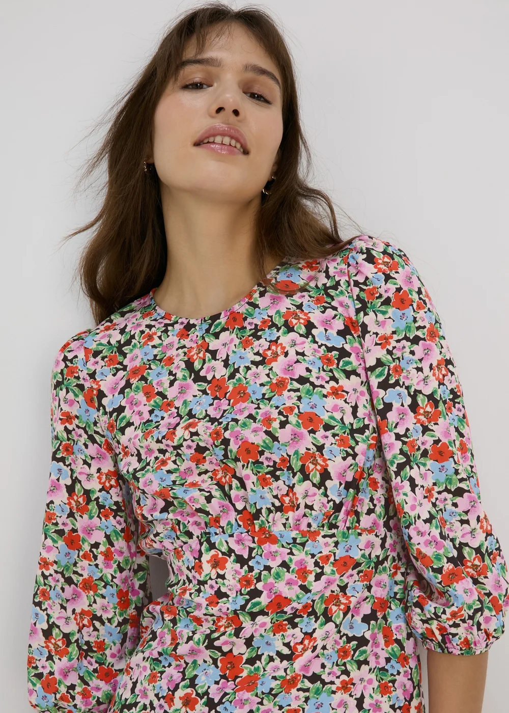 Multicolour Floral Print Empire Seam Top - 8 Image 3