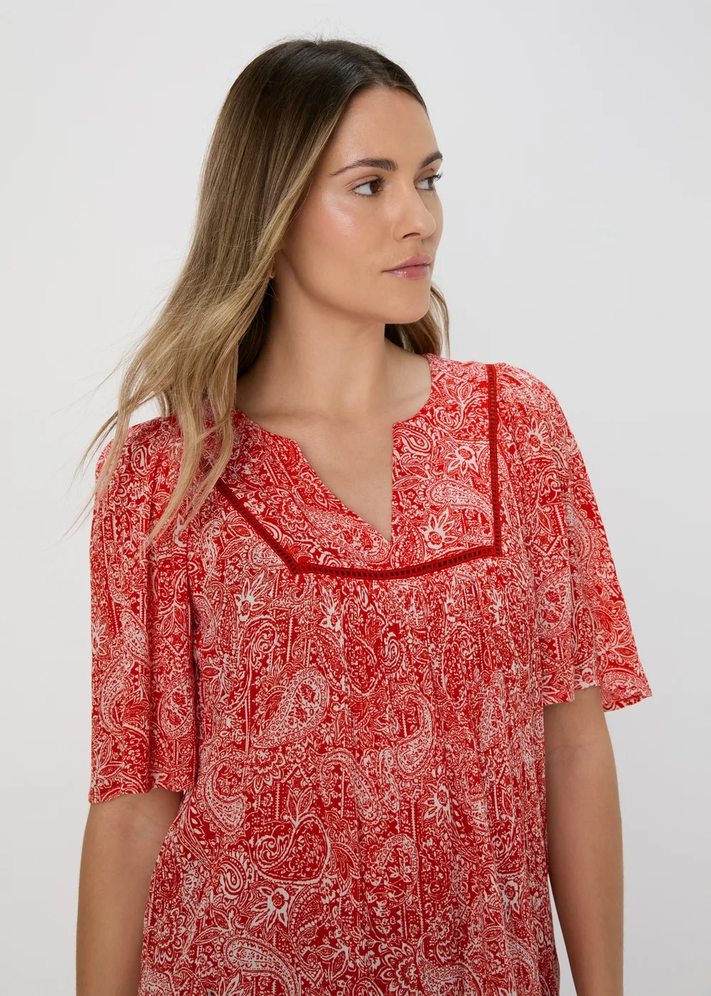 Red Patterned Viscose Blouse - 8 Image 3