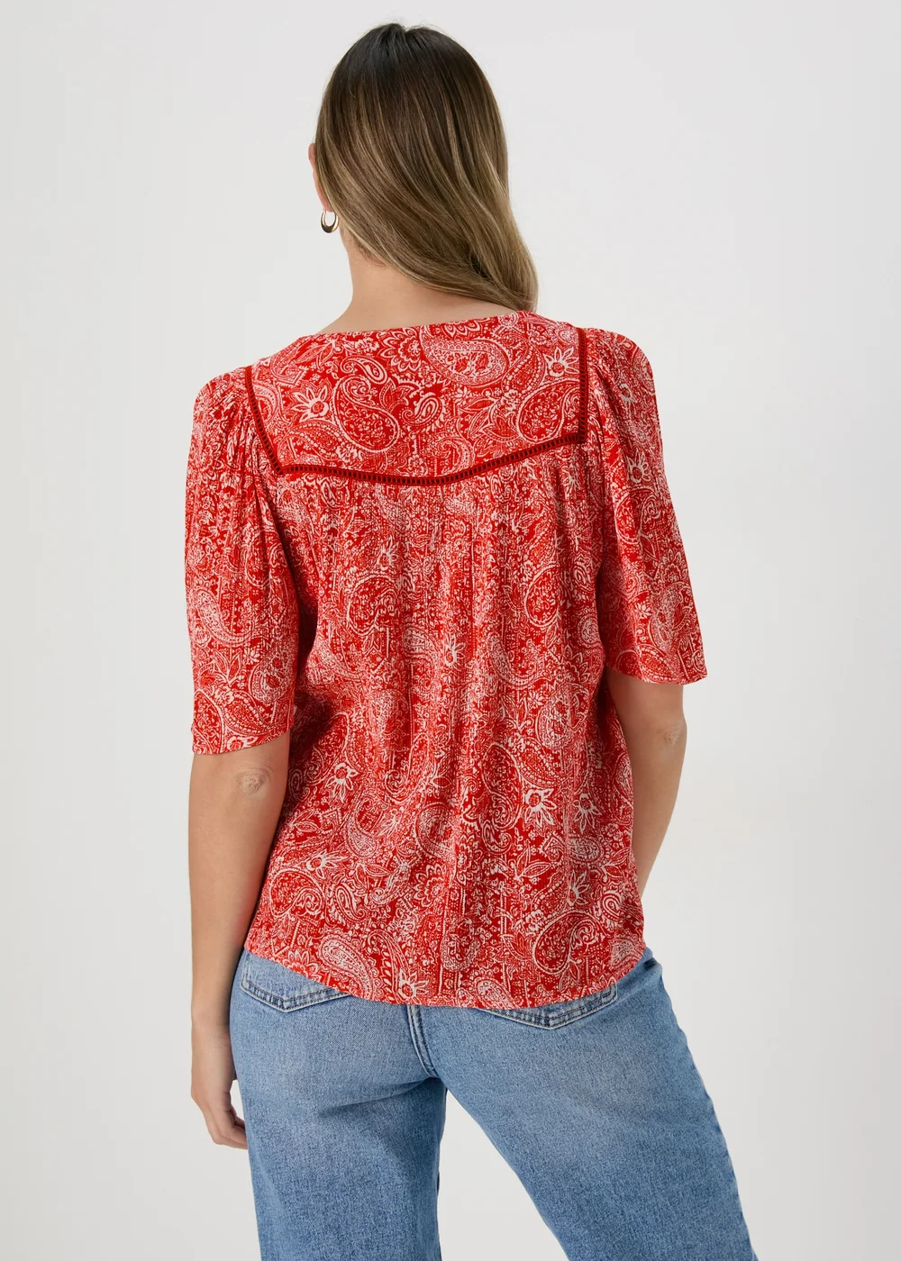 Red Patterned Viscose Blouse - 8 Image 2