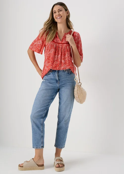 Red Patterned Viscose Blouse - 8 Image 1