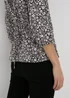 Black Mono Floral Print Empire Seam Top - Size 8 Image 3