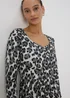 Grey Animal Print Ribbed Swing Dress - 8 Image 3