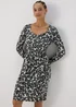 Grey Animal Print Ribbed Swing Dress - 8 Image 1
