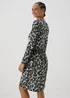 Grey Animal Print Ribbed Swing Dress - 8 Image 2