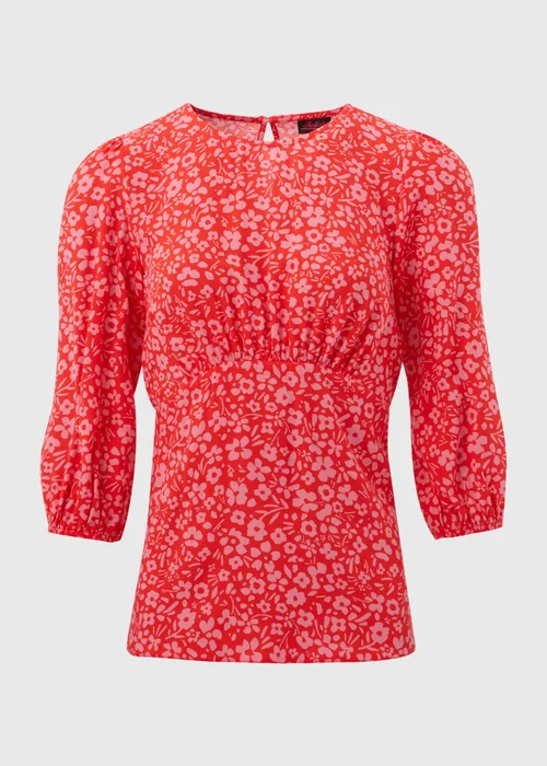 Pink Floral Print Empire Seam Top - 8 Image 5
