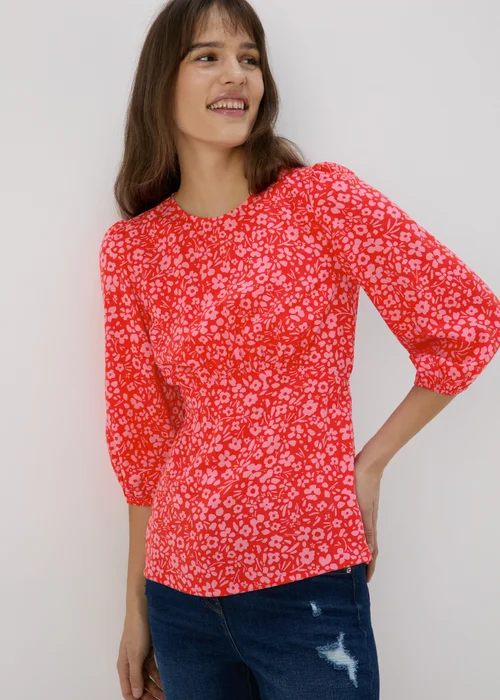 Pink Floral Print Empire Seam Top - 8 Image 3