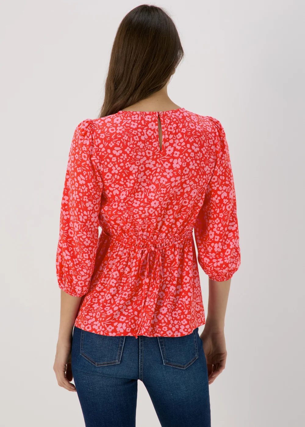Pink Floral Print Empire Seam Top - 8 Image 2